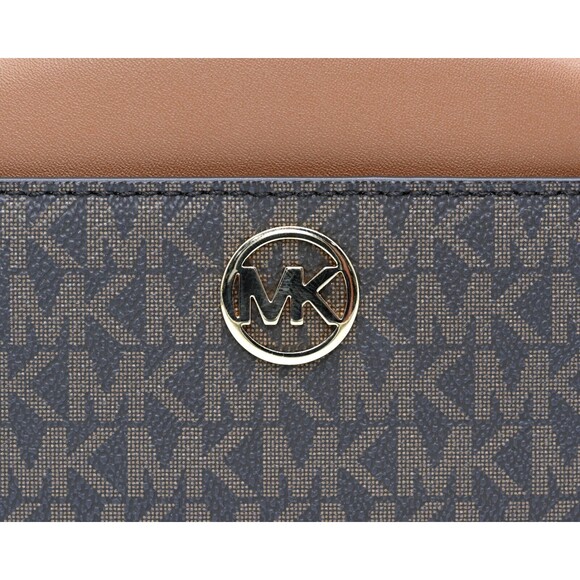 MICHAEL KORS JET SET GLAM Small Front Pocket Oval Crossbody Logo Canvas NWT $398 - Picture 8 of 14